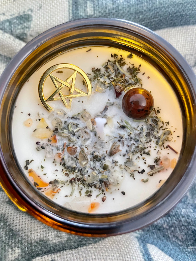 Clary Sage and Peppermint Scented Positive Energy Attraction Ritual Candle | Spell Candle | Witchy | Wicca | Pagan | Witchcraft | Gift