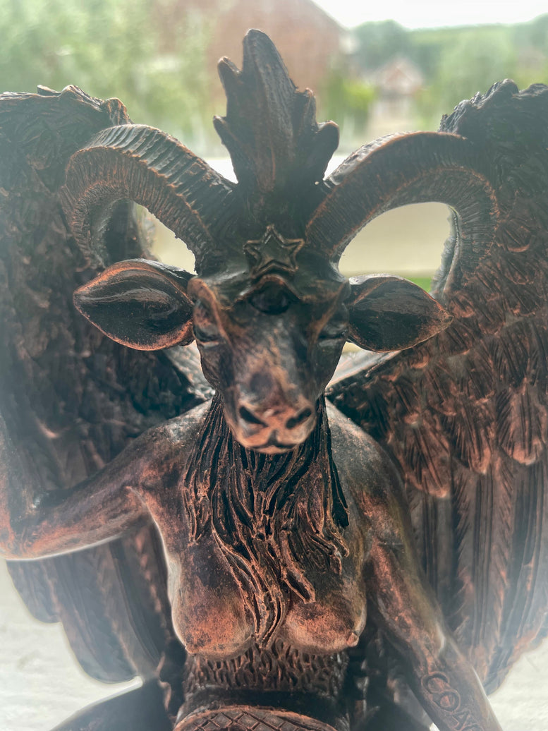 Large Seated Baphomet Statue | Lucifer | Cernunnos | Pagan God | Occult | Deity | Witchcraft | Statue | Bronze | Horned God | Gift | Figure