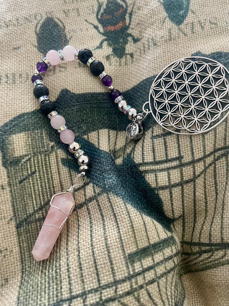 Goddess Aphrodite Unique Pendulum | Goddess of Love | Self Love | Divination | Witchcraft | Wiccan | Pagan | Gift | Rose Quartz | Amethyst