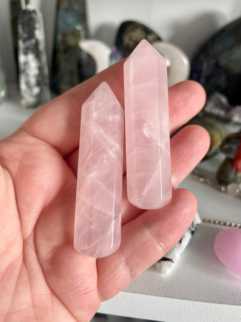 Rose Quartz Crystal Wand | 6 Faceted Healing Wand | Reiki | Chakra | Crystal Healing | Love | Heart Chakra | Meditation | Stones | Witchy
