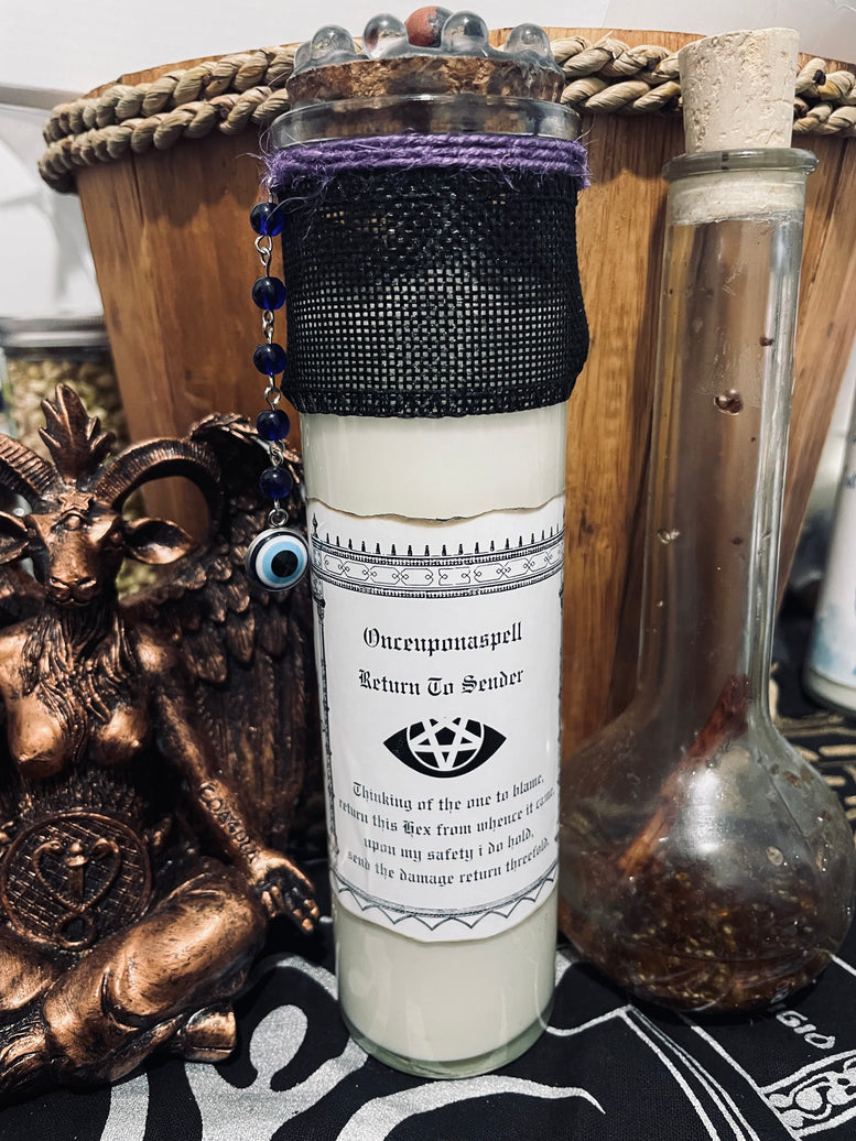 Hex Removal/Return To Sender Jar Spell Candle | Hex | Banish | Evil Eye | Spells | Witchcraft | Wiccan | Pagan | Occult | Herbs | Crystals