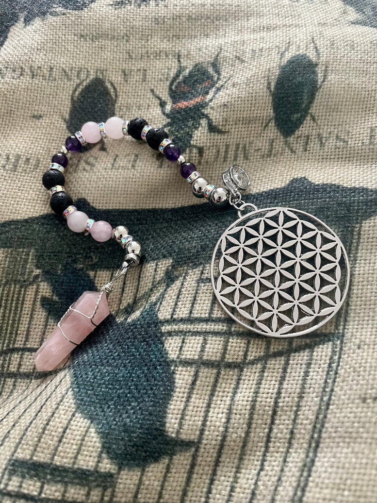 Goddess Aphrodite Unique Pendulum | Goddess of Love | Self Love | Divination | Witchcraft | Wiccan | Pagan | Gift | Rose Quartz | Amethyst