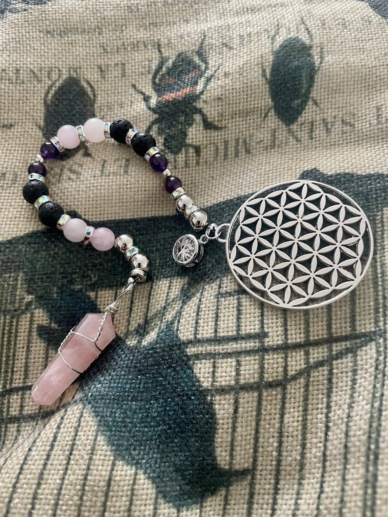 Goddess Aphrodite Unique Pendulum | Goddess of Love | Self Love | Divination | Witchcraft | Wiccan | Pagan | Gift | Rose Quartz | Amethyst