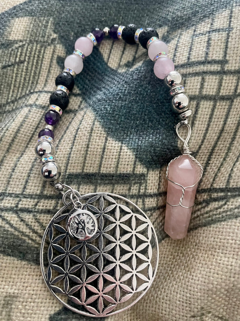 Goddess Aphrodite Unique Pendulum | Goddess of Love | Self Love | Divination | Witchcraft | Wiccan | Pagan | Gift | Rose Quartz | Amethyst