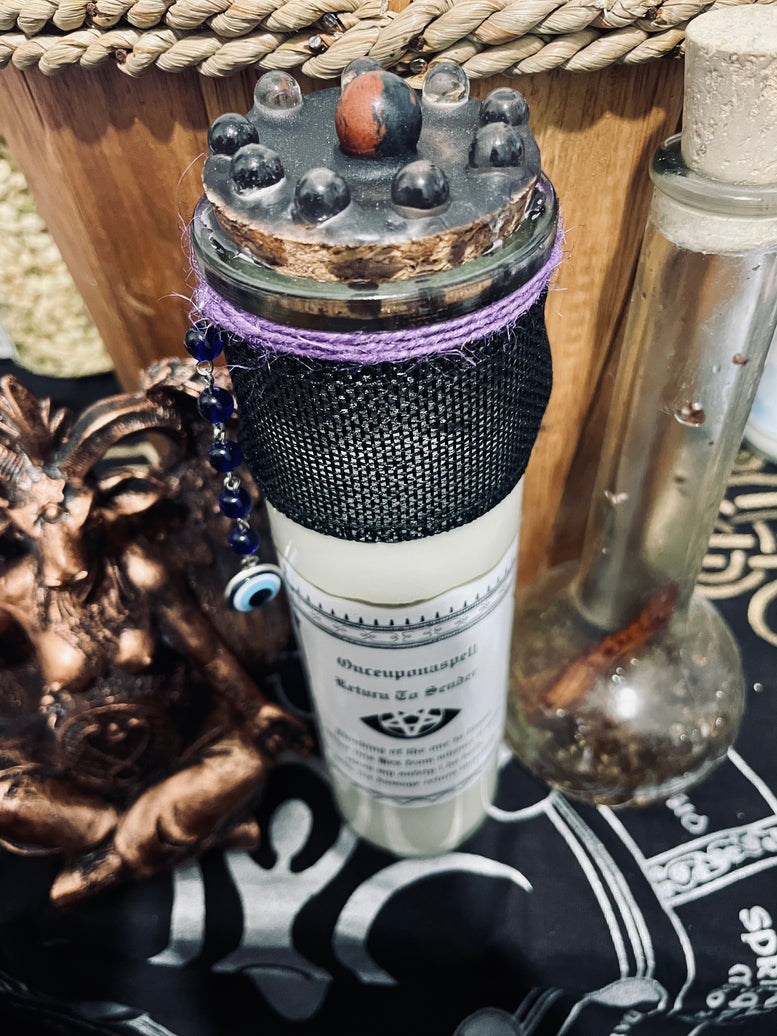 Hex Removal/Return To Sender Jar Spell Candle | Hex | Banish | Evil Eye | Spells | Witchcraft | Wiccan | Pagan | Occult | Herbs | Crystals