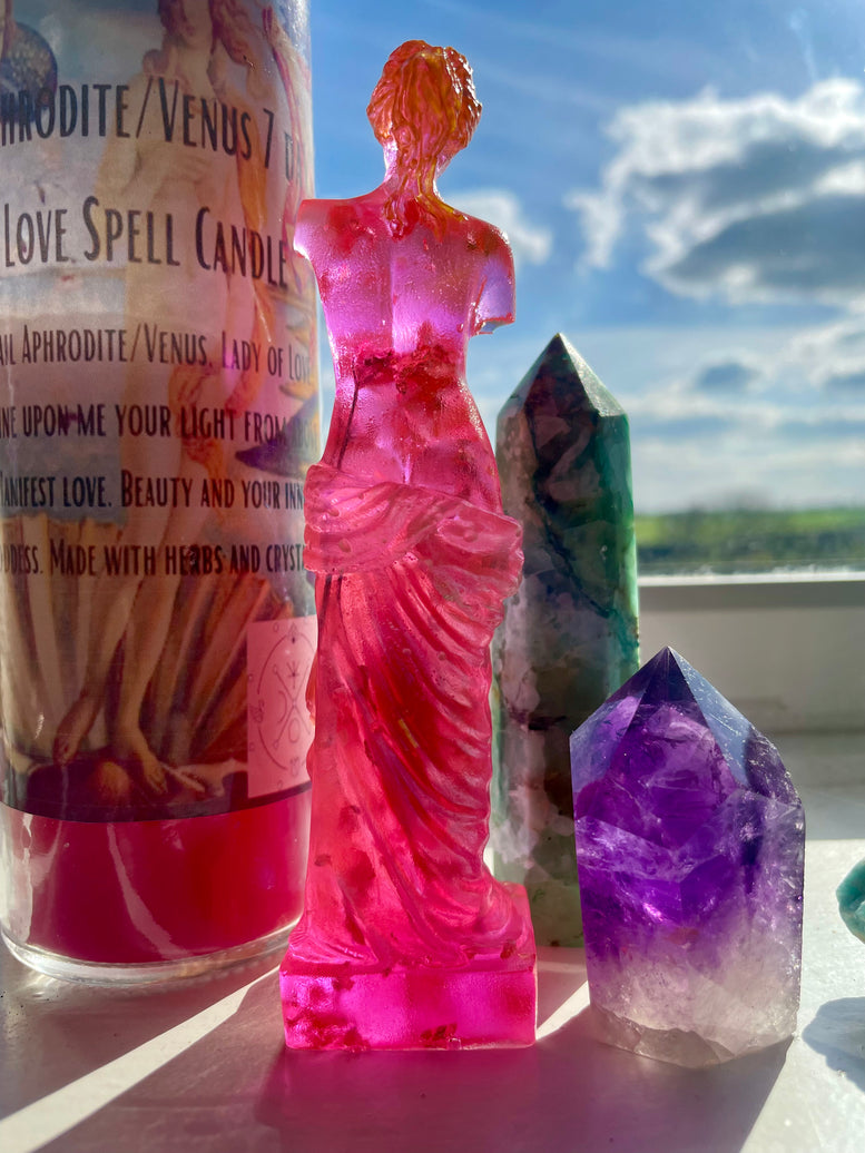 Unique Hand Made Venus/Aphrodite Statue Gift Set | Skin Care | Self love | Love | Goddess | Deity | Wicca | Pagan | Witchcraft | Candles