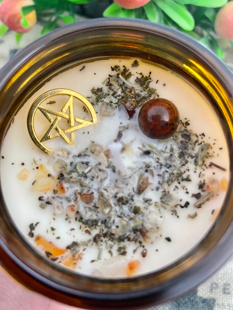 Clary Sage and Peppermint Scented Positive Energy Attraction Ritual Candle | Spell Candle | Witchy | Wicca | Pagan | Witchcraft | Gift