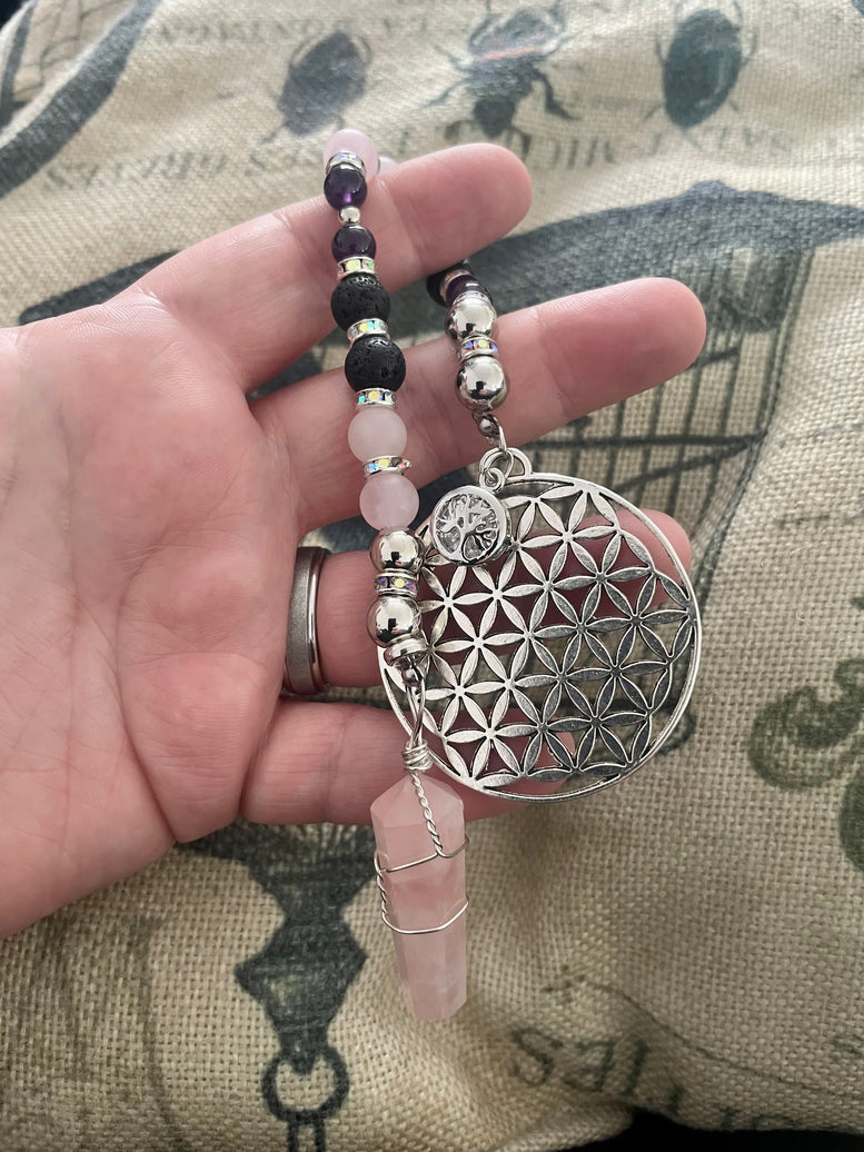 Goddess Aphrodite Unique Pendulum | Goddess of Love | Self Love | Divination | Witchcraft | Wiccan | Pagan | Gift | Rose Quartz | Amethyst