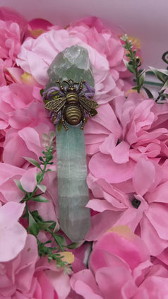 Green fluorite bee wand for crystal healing and witchcraft