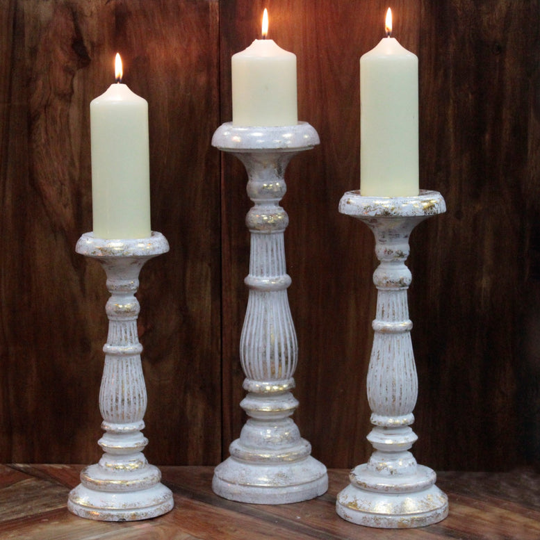 Small/Medium Candle Stand - White Gold