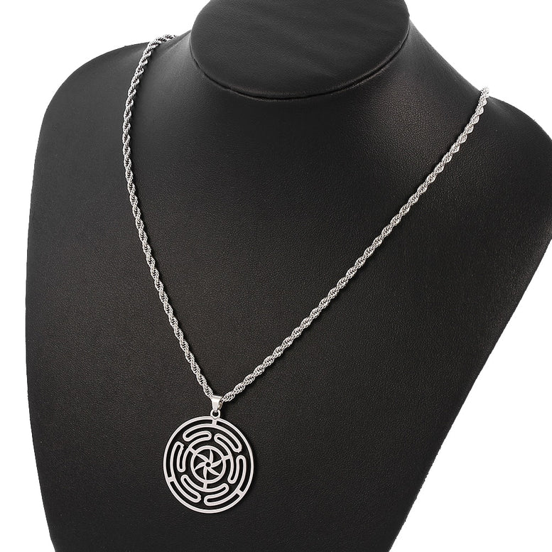 Hekate Wheel Strophalos of Hecate Necklace Stainless Steel Pendant