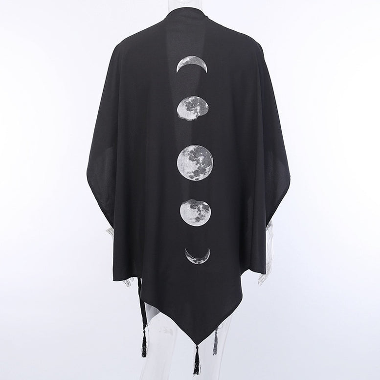Moon Print Tassel Cloak