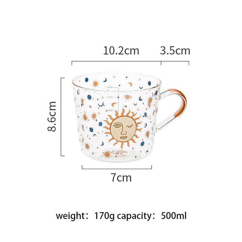 Large 500ml Scale Glass Mug Breakfast Milk Coffee Cup Coffeeware