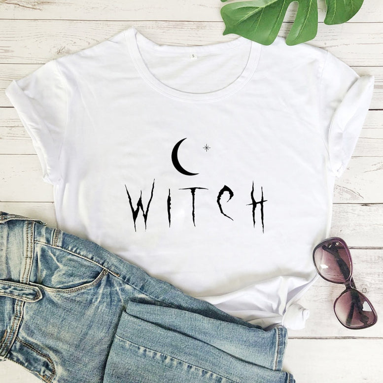 Witch Star Moon Print T Shirt