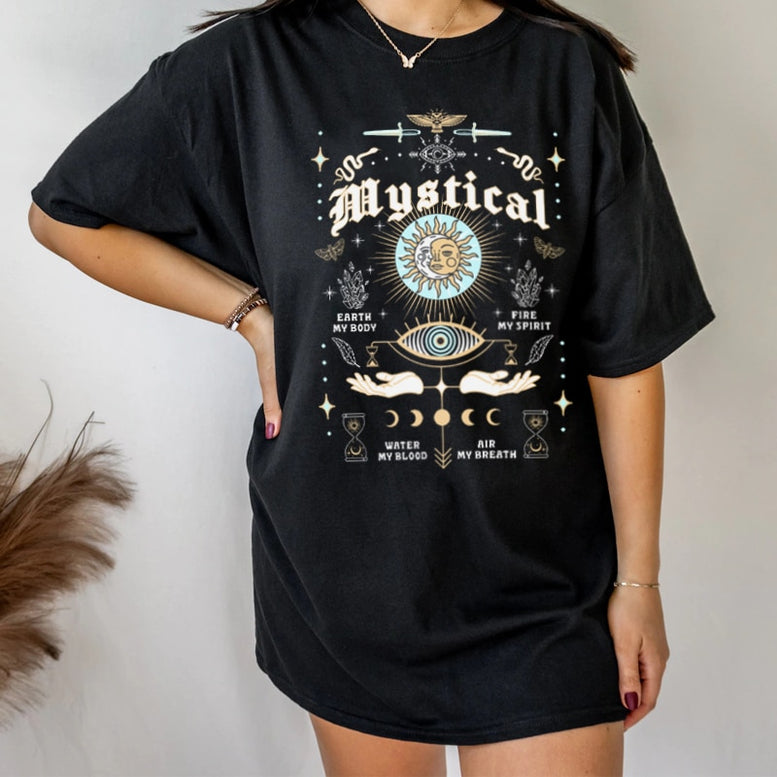 Mystical Celestial Black T Shirt