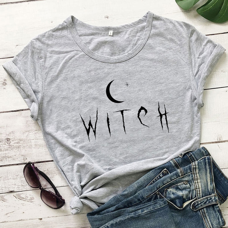 Witch Star Moon Print T Shirt