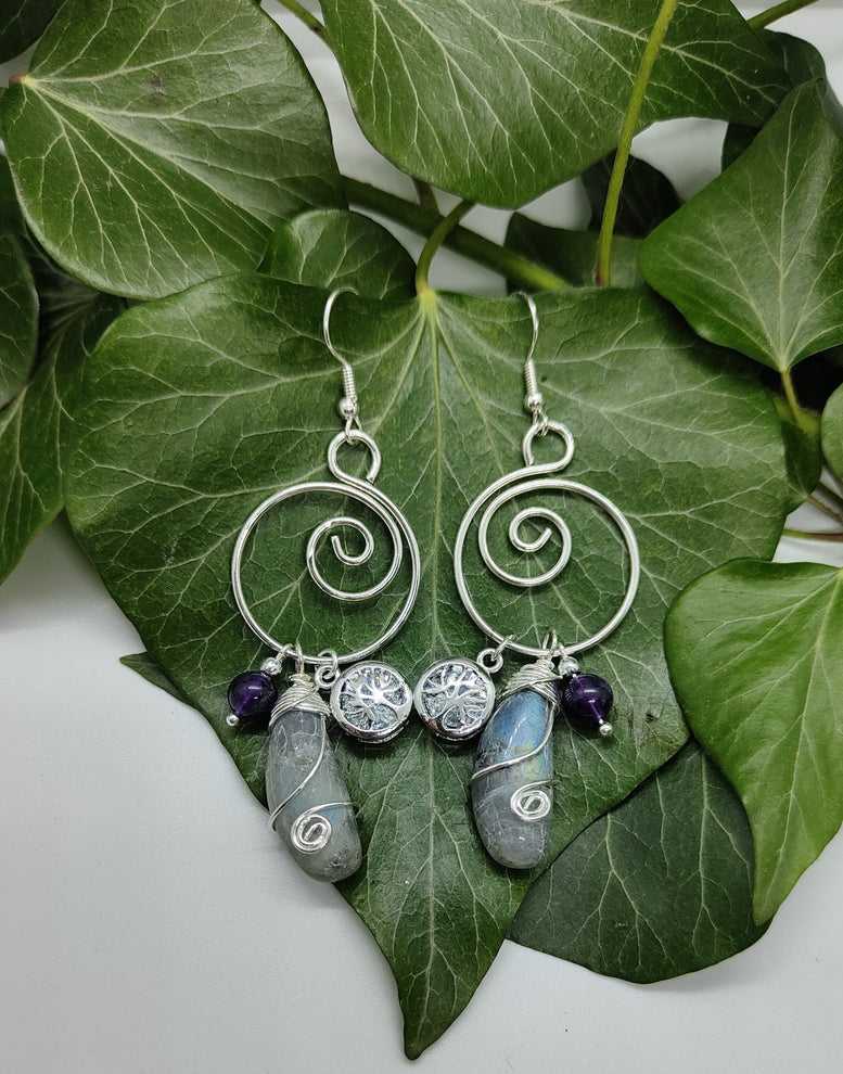 Unique Hand made Teardrop Tree of Life Crystal Earrings | Gemstones | Earrings | Jewelry | Jewellery | Gift | Women’s | Wiccan | Natural
