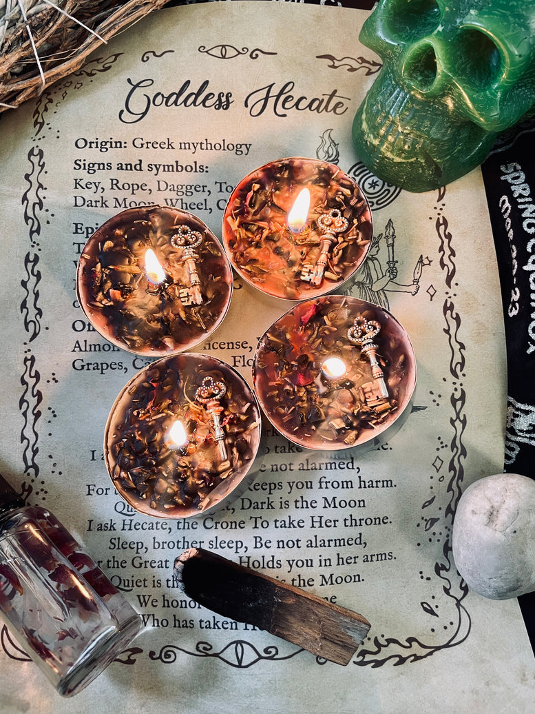 Goddess Hecate/Hekate Protection Ritual Spell Candles | Deity | Crossroads | Keys | Wiccan | Pagan | Witchcraft | Protection | Gift Set