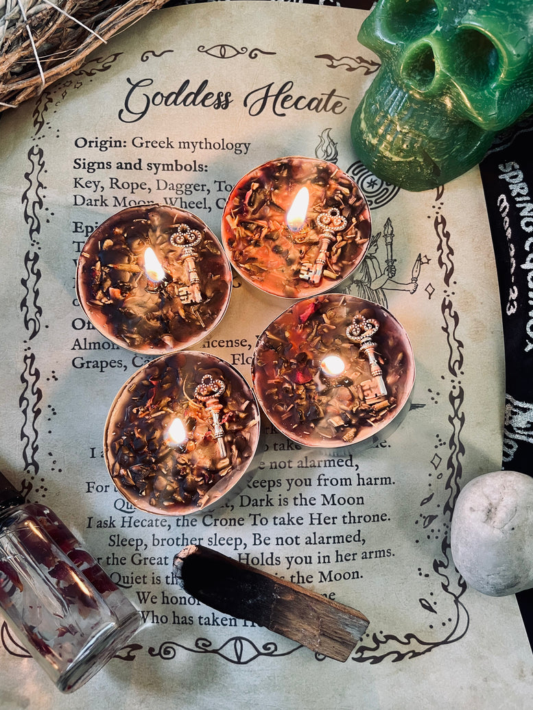 Goddess Hecate/Hekate Protection Ritual Spell Candles | Deity | Crossroads | Keys | Wiccan | Pagan | Witchcraft | Protection | Gift Set