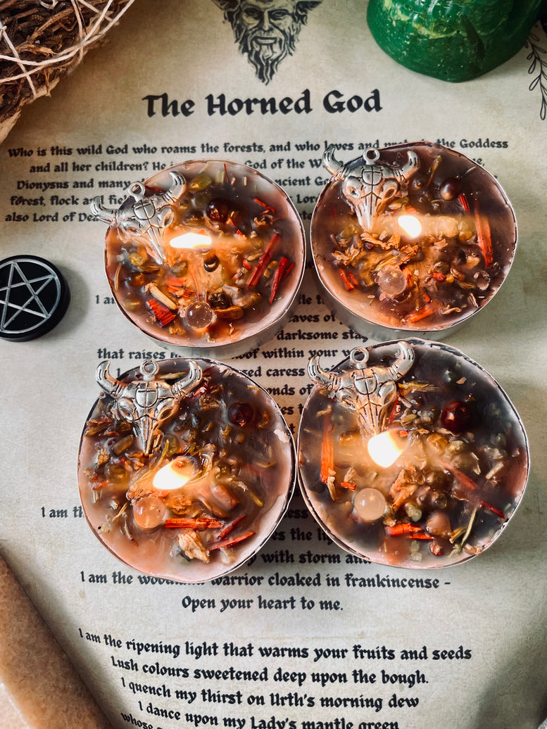 The Horned God Protection Ritual Spell Candles | Deity | Cernunnos | Baphomet | Wiccan | Pagan | Witchcraft | Protection | Gift Set | Occult