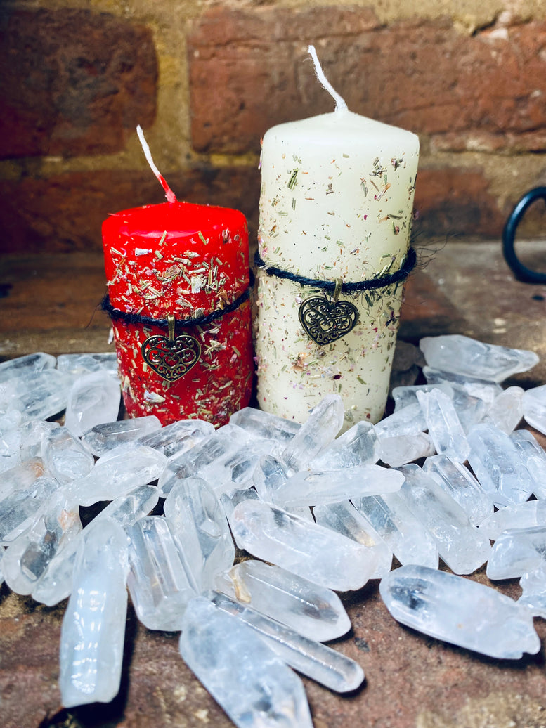 2 x Love / Self Love Dressed Pillar Candles | Wiccan | Pagan | Witchcraft | Aphrodite | Venus | Ritual | Love Spell