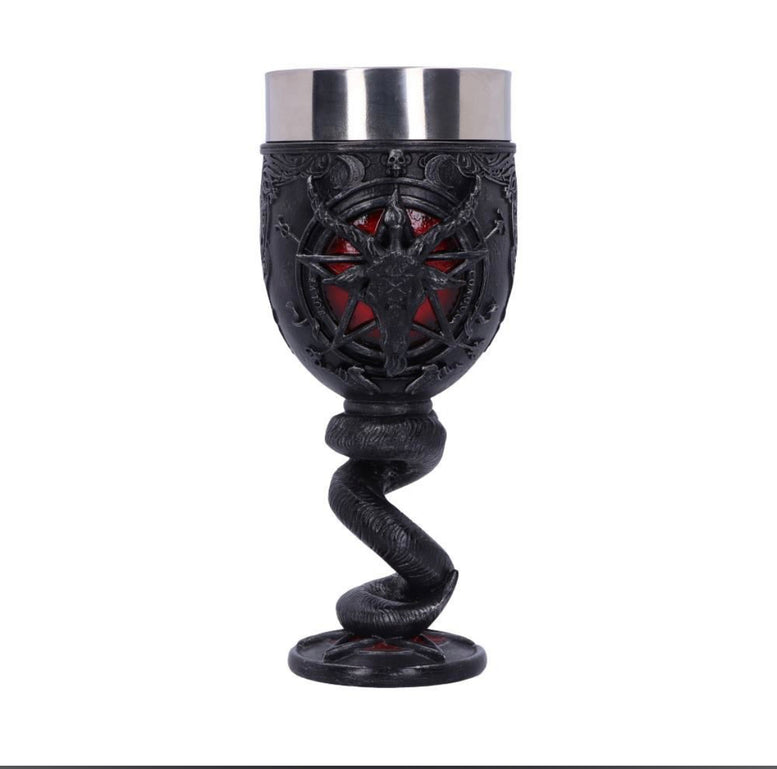 Baphomet Sabbatic Goat Diety Goblet 16cm | Offering | Chalice | Witchcraft | Wiccan | Pagan | Occult | Glass | Cup