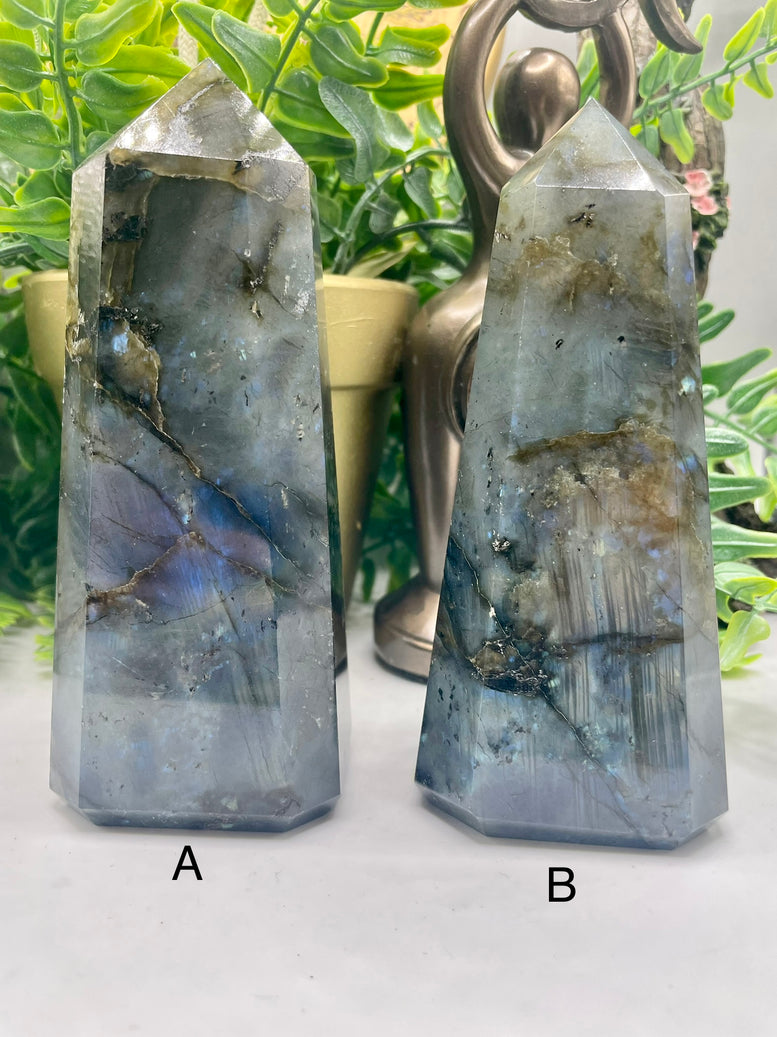 High Grade Flashy Labradorite Polished Towers/Points | Crystals | Reiki | Chakra | Gemstones | Shiny Rainbow Crystal | Home Decor | Rainbow