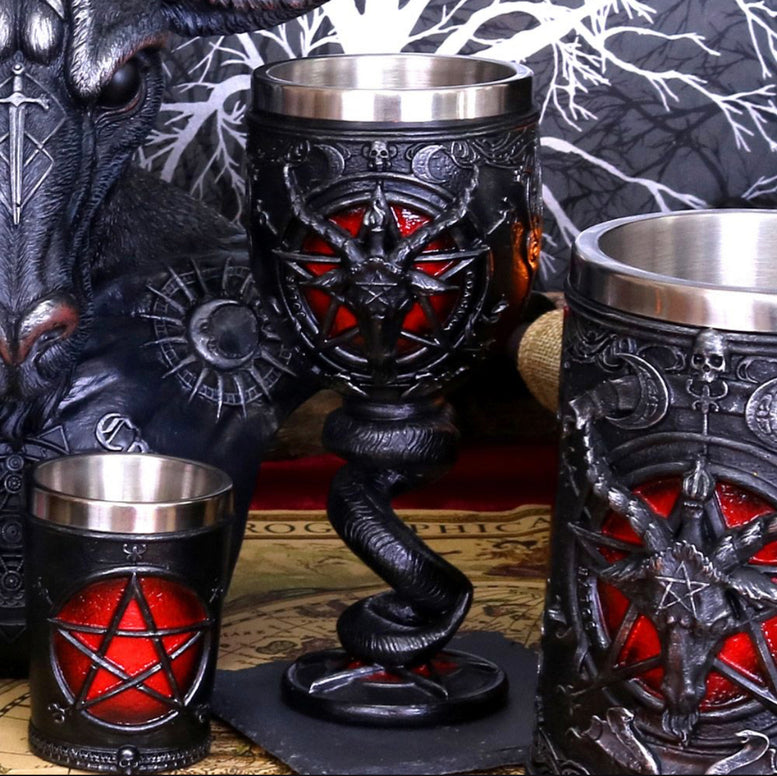 Baphomet Sabbatic Goat Diety Goblet 16cm | Offering | Chalice | Witchcraft | Wiccan | Pagan | Occult | Glass | Cup
