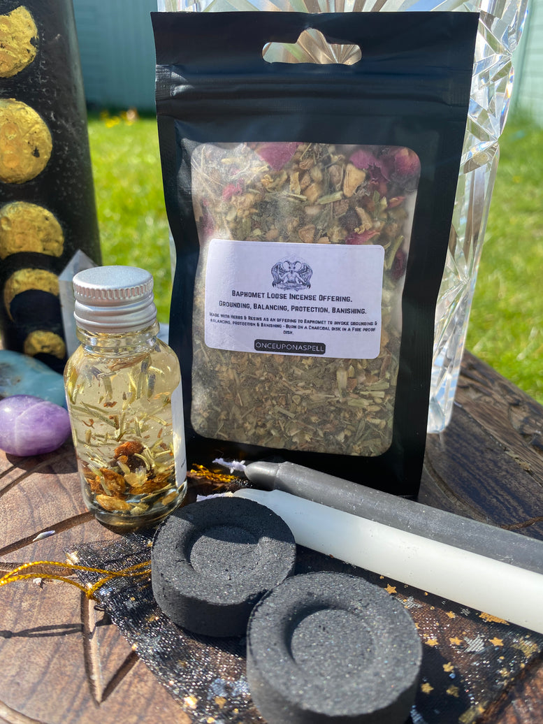 Baphomet Offering Spell Gift Set | Incense | Resin | Witchcraft | Wiccan | Pagan | Occult | Goth | Gothic | Oil | Spell | Protection Spell