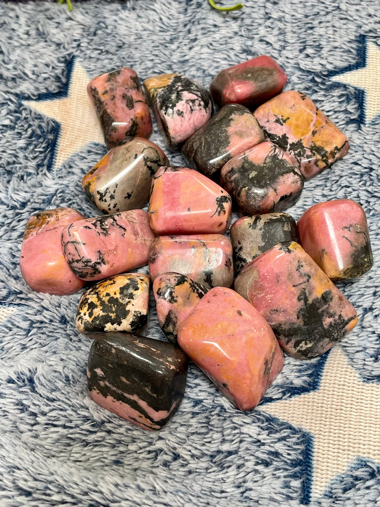 Natural Rhodonite Tumble stones | Crystals | Reiki | Chakra | Witchcraft | Wiccan | Pagan | Stones | Healing | Crafts | Gemstones