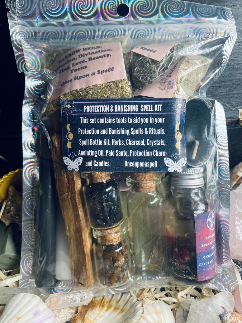 Banishing & Protection Spell Casting Kit | Wiccan | Pagan | Witchcraft | Spell Bottle | Candles | Oils | Herbs | Incense