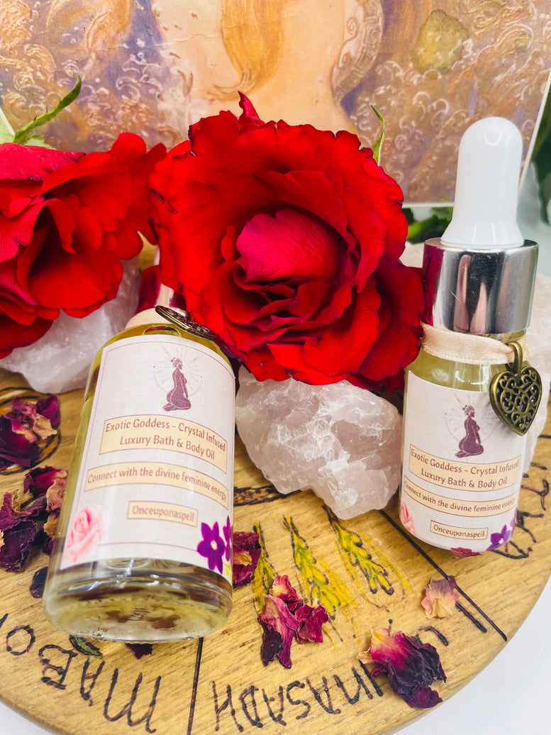 Exotic Goddess Luxury Bath & Body Oil | Feminine Energy | Crystal Infused | Wicca | Pagan | Witchcraft | Healing | Relax | Aromatherapy Spa