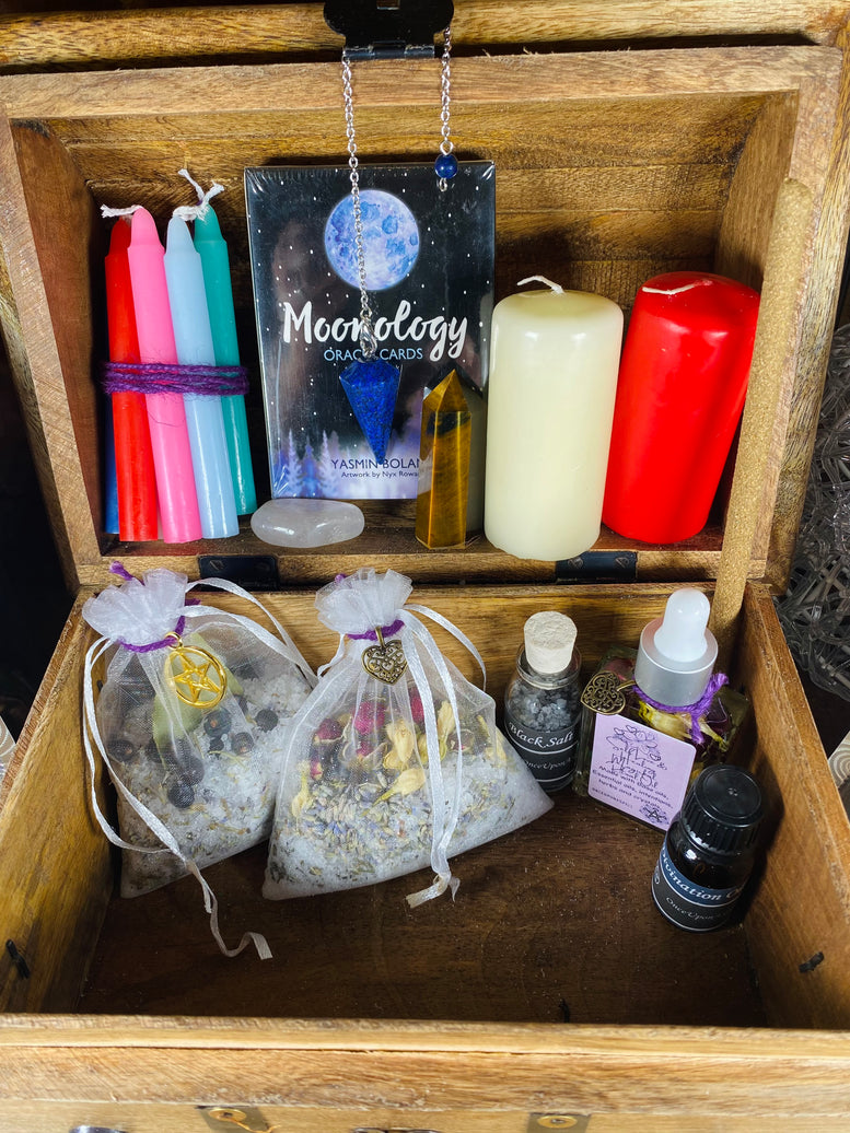 Eclectic Witch Chest of Rituals & Supplies | Witchcraft | Wiccan | Pagan | Witch Kit | Baby Witch | Crystals | Incense | Herbs | Oils