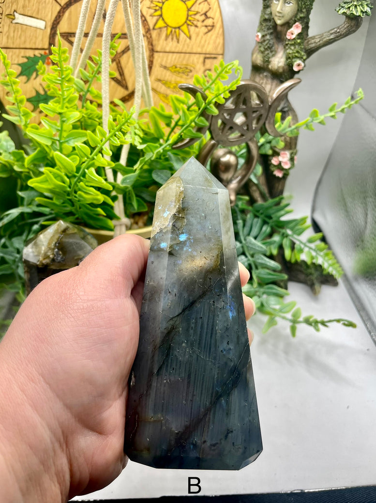 High Grade Flashy Labradorite Polished Towers/Points | Crystals | Reiki | Chakra | Gemstones | Shiny Rainbow Crystal | Home Decor | Rainbow