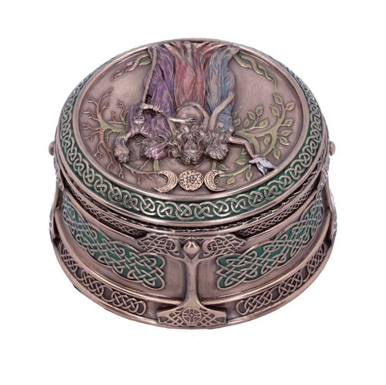 Bronze Maiden Mother Crone Triple Moon Pagan Trinket Box 9.5cm | Deity | Goddess | Moon | Witchcraft | Wiccan | Pagan
