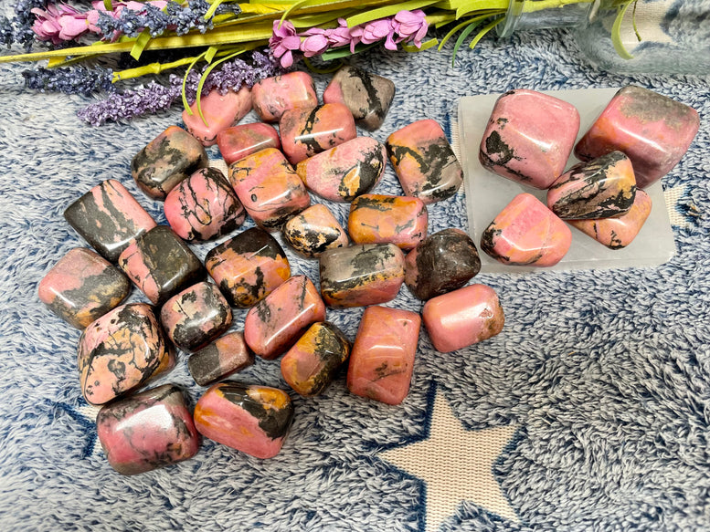 Natural Rhodonite Tumble stones | Crystals | Reiki | Chakra | Witchcraft | Wiccan | Pagan | Stones | Healing | Crafts | Gemstones