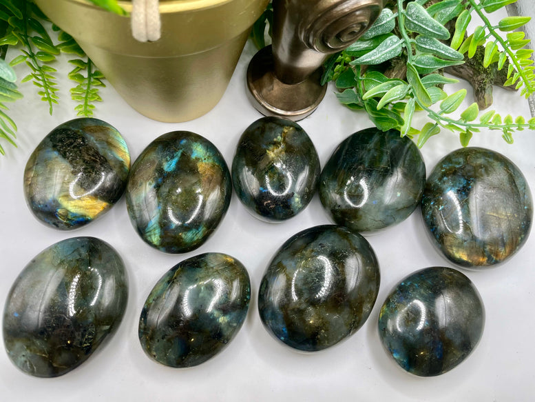High Grade Flashy Labradorite Polished Palm Stones | Crystals | Reiki | Chakra | Gemstones | Shiny Rainbow Crystal | Home Decor | Rainbow