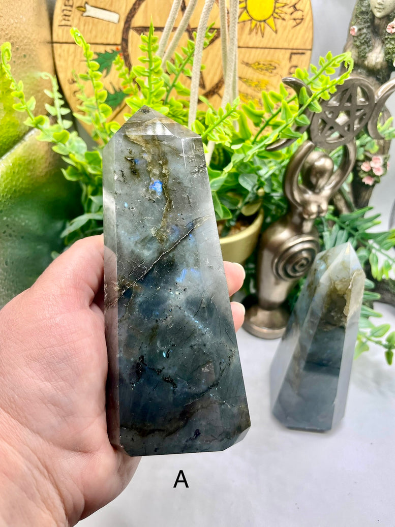 High Grade Flashy Labradorite Polished Towers/Points | Crystals | Reiki | Chakra | Gemstones | Shiny Rainbow Crystal | Home Decor | Rainbow