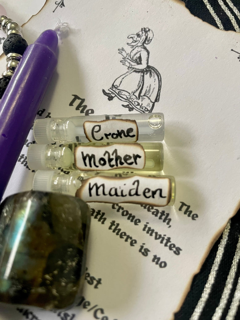 Maiden, Mother, Crone Witches Gift Set | Triple Moon Goddess | Spell Kit | Deity | Worship | Spell Candles | Spell Oils | Smudge | Incense