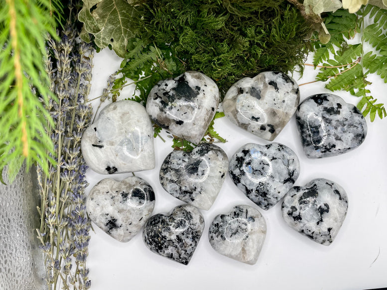 High Grade Flashy Rainbow Moonstone Hearts | Crystals | Reiki | Chakra | Healing | Witchcraft | Wiccan | Pagan | Stones | Gemstones