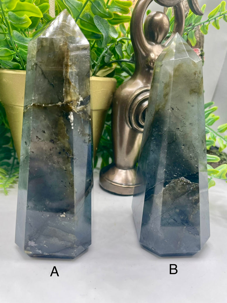 High Grade Flashy Labradorite Polished Towers/Points | Crystals | Reiki | Chakra | Gemstones | Shiny Rainbow Crystal | Home Decor | Rainbow