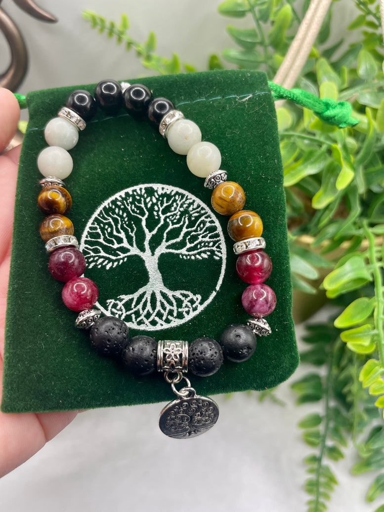 Unique Hand Made Tree of life Bracelet with Natural Crystal Beads | Charm Bracelet | Crystals | Spiritual | Witchcraft | Wiccan | Pagan Gift