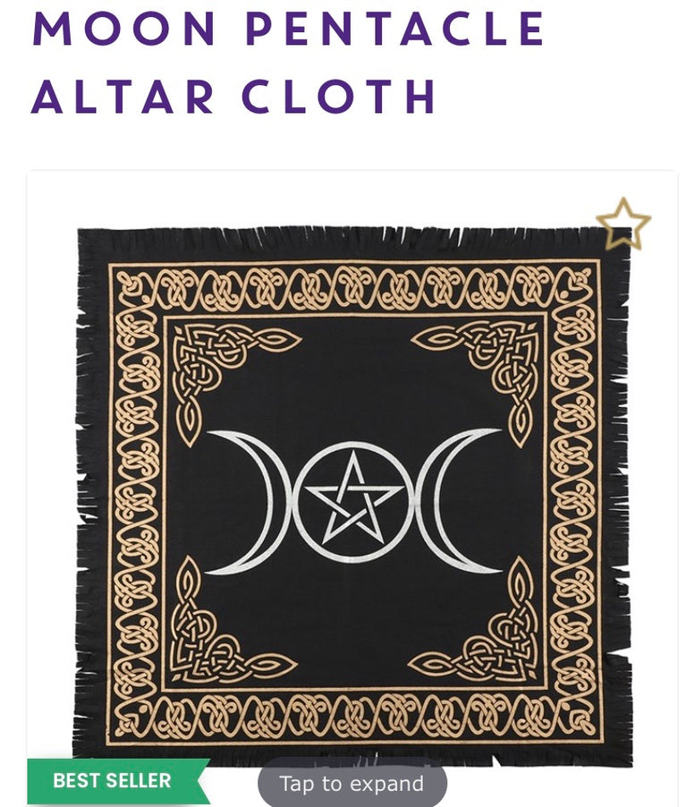 Triple Moon & Pentacle Altar Cloth