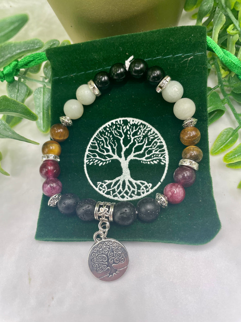 Unique Hand Made Tree of life Bracelet with Natural Crystal Beads | Charm Bracelet | Crystals | Spiritual | Witchcraft | Wiccan | Pagan Gift