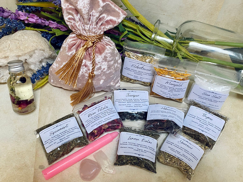 Love/Self-Love Spell Bag Making Kit | JuJu | Mojo | Love | Self Love | Pagan | Witchcraft | Wiccan | Spell | Love Spell | Herbs | Oils | Kit