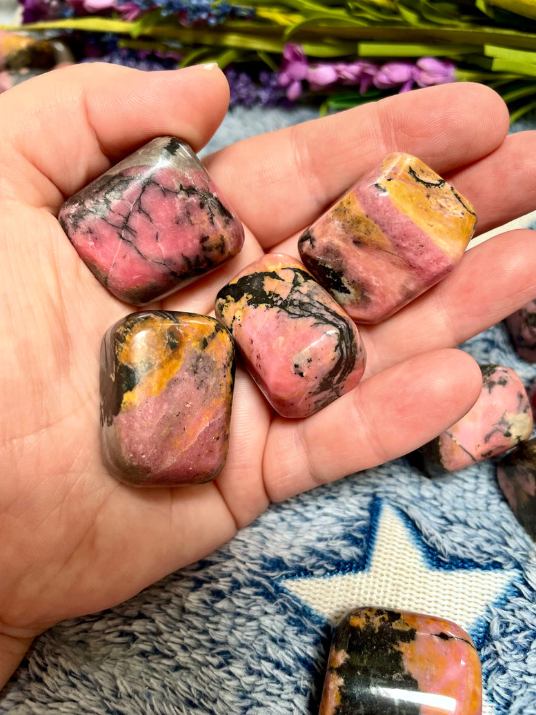 Natural Rhodonite Tumble stones | Crystals | Reiki | Chakra | Witchcraft | Wiccan | Pagan | Stones | Healing | Crafts | Gemstones