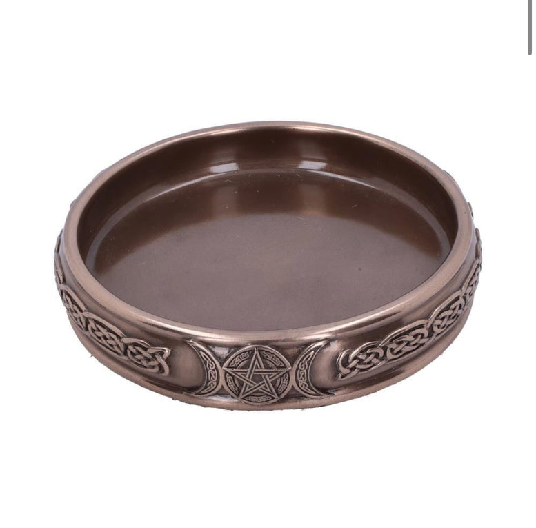 Triple Moon Bronze Trinket Tray 11cm | Moon Goddess | Deity | Trinket | Witchcraft | Wiccan | Pagan | Jewellery storage