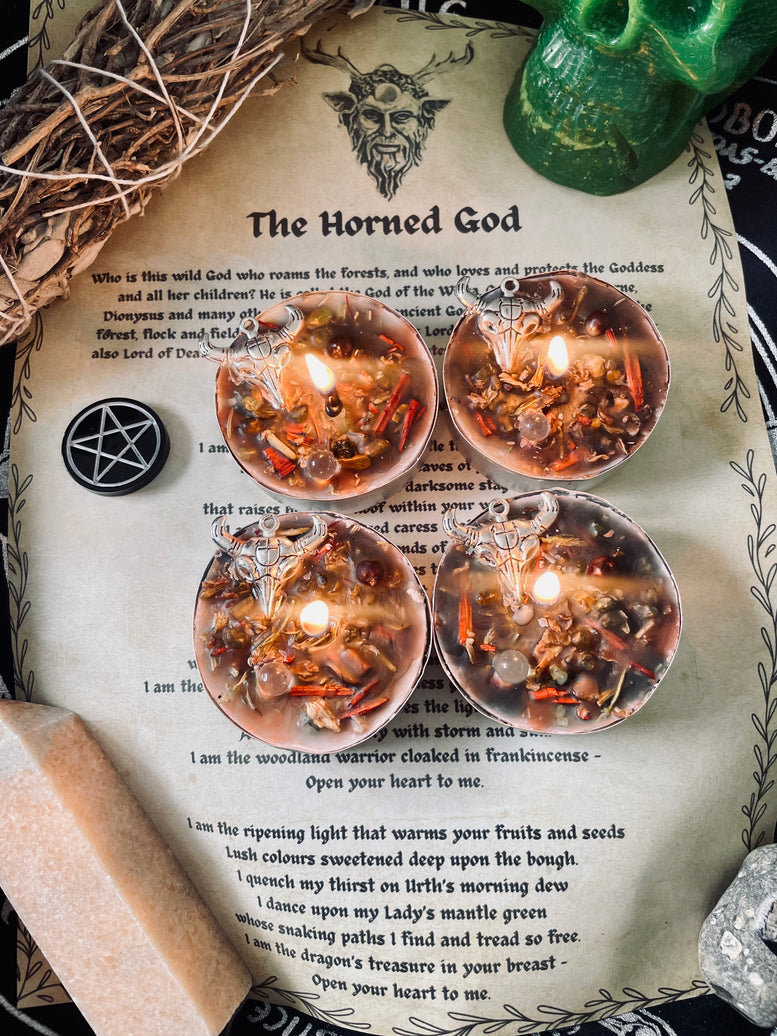 The Horned God Protection Ritual Spell Candles | Deity | Cernunnos | Baphomet | Wiccan | Pagan | Witchcraft | Protection | Gift Set | Occult