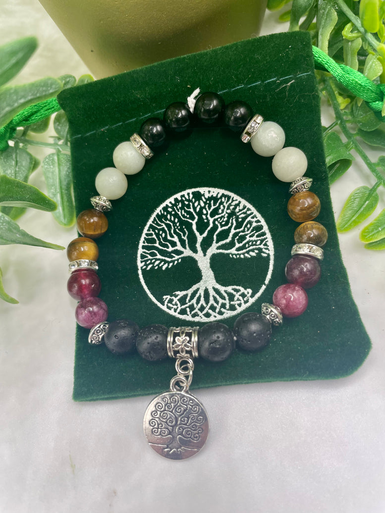 Unique Hand Made Tree of life Bracelet with Natural Crystal Beads | Charm Bracelet | Crystals | Spiritual | Witchcraft | Wiccan | Pagan Gift