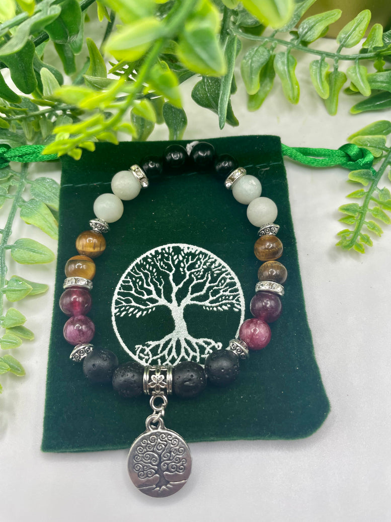 Unique Hand Made Tree of life Bracelet with Natural Crystal Beads | Charm Bracelet | Crystals | Spiritual | Witchcraft | Wiccan | Pagan Gift